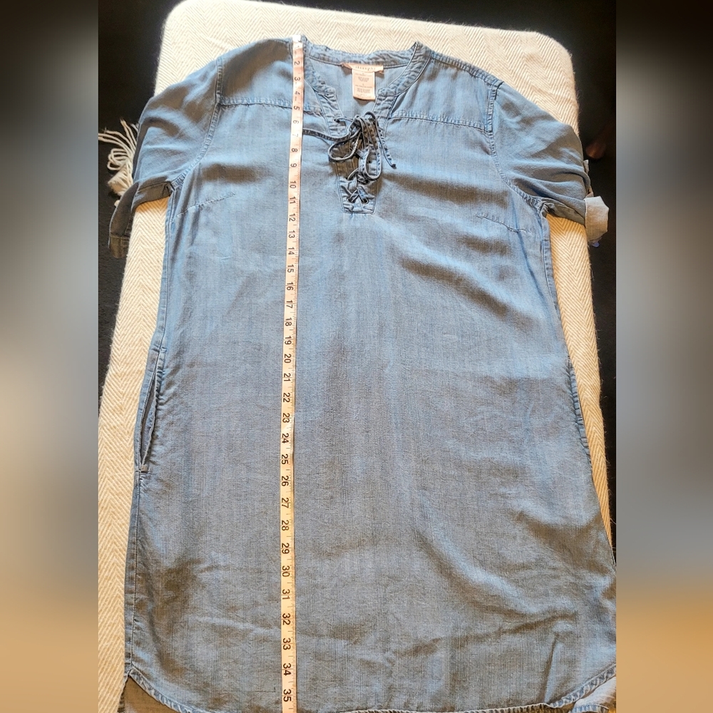 Philosophy Light Wash Denim Chambray Tunic Dress Size Large - Picture 4 of 8